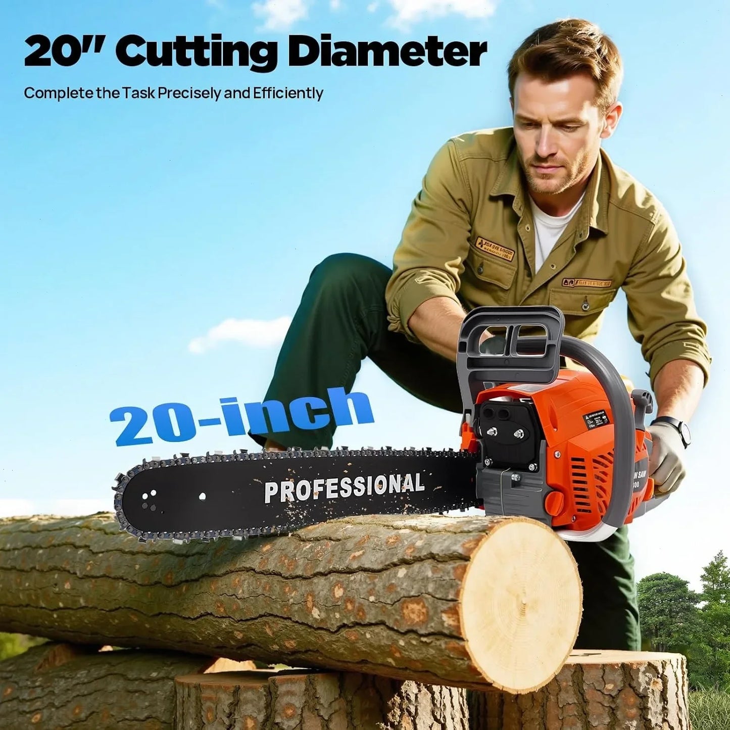 Bymaocar Gasoline Chainsaw With Single Cylinder Engine For Woodcutting