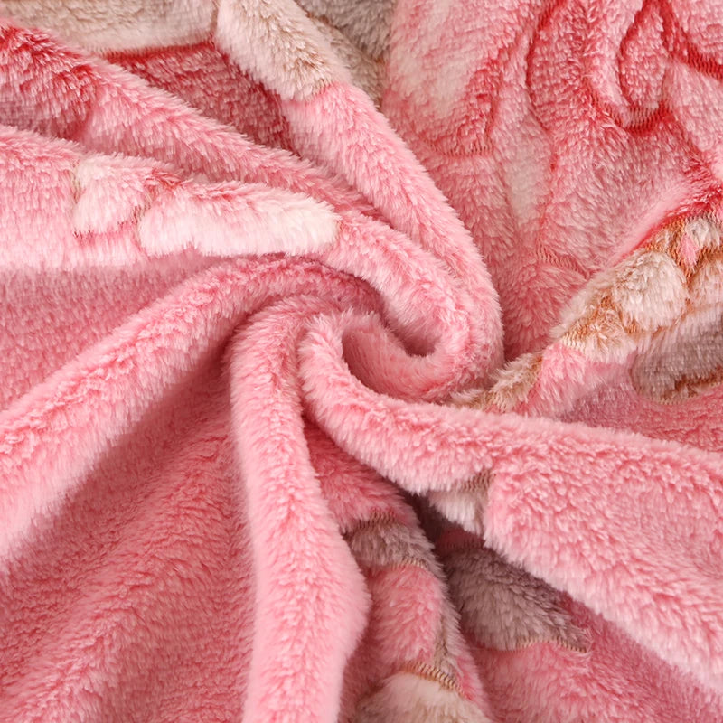 Floral Fleece Bedspread Blanket For Sofa Travel Shawl Home