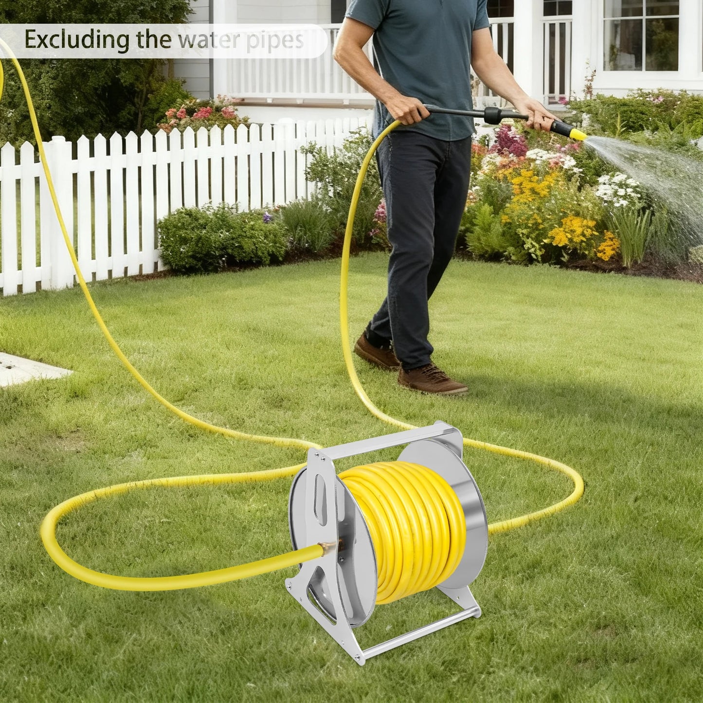 Heavy Duty Water Hose Reel With Garden Hose Storage Rack