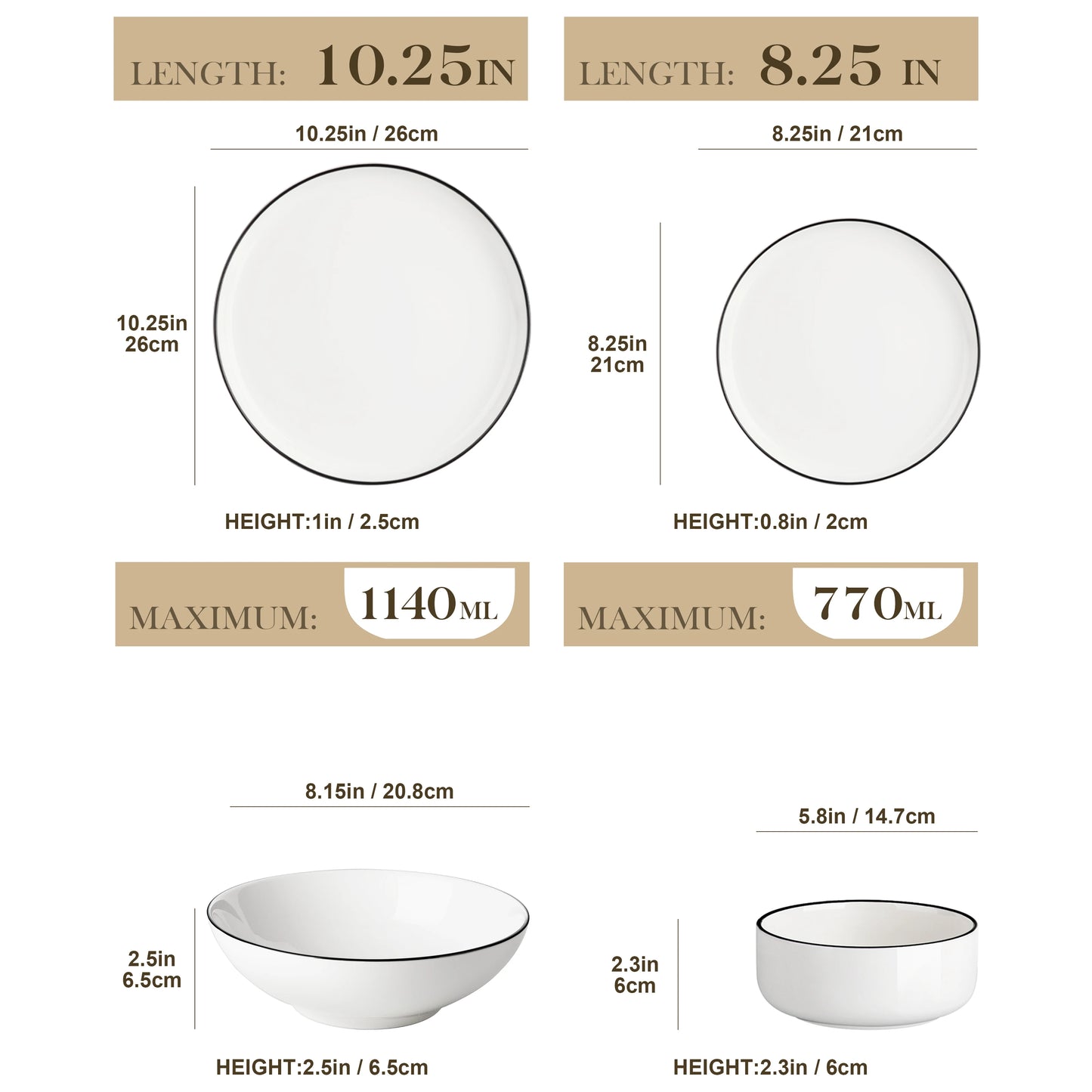 MALACASA Ceramic Dinnerware Set 24/48 Piece Porcelain Plates Bowls