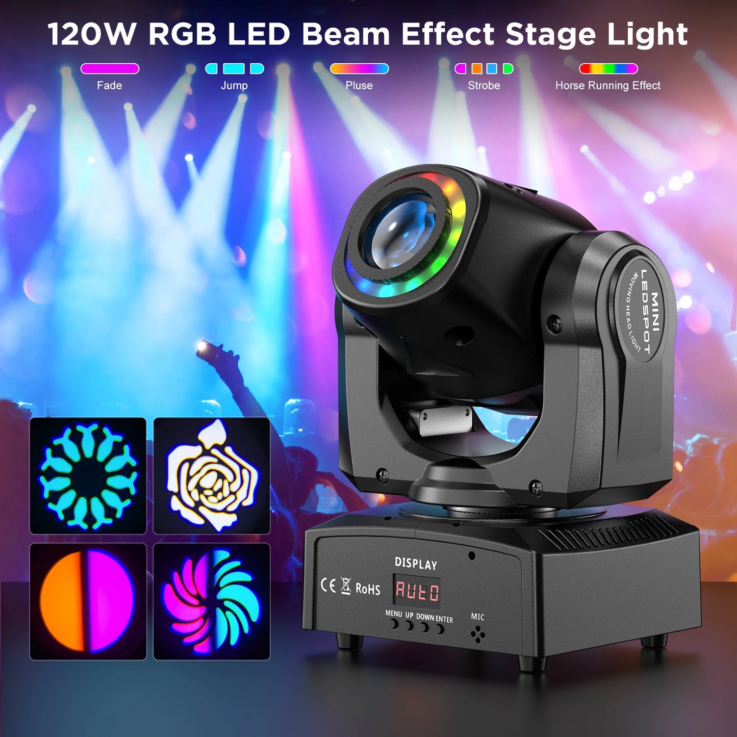Datewink 120W LED Beam Moving Head DMX512 Stage Light