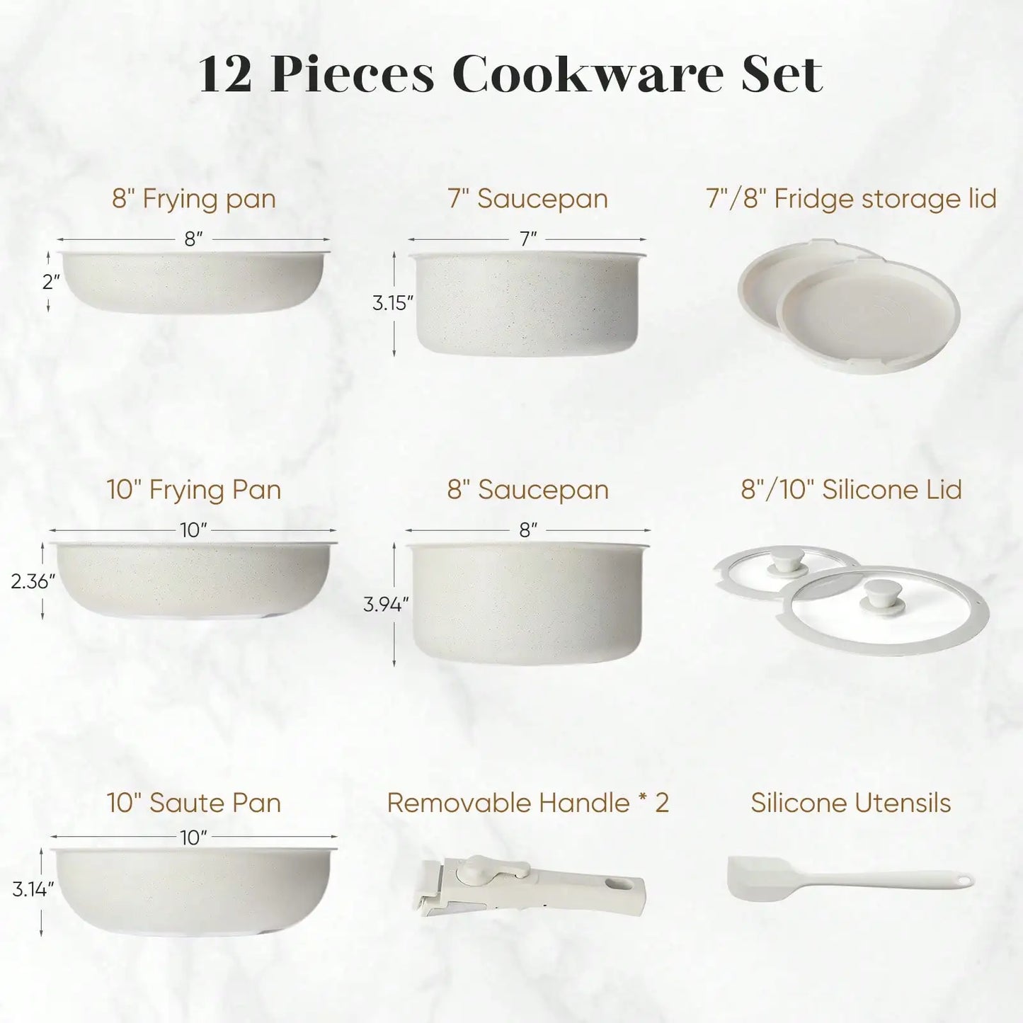 Pots And Pans Set Nonstick Cookware Granite Coating Induction Compatible