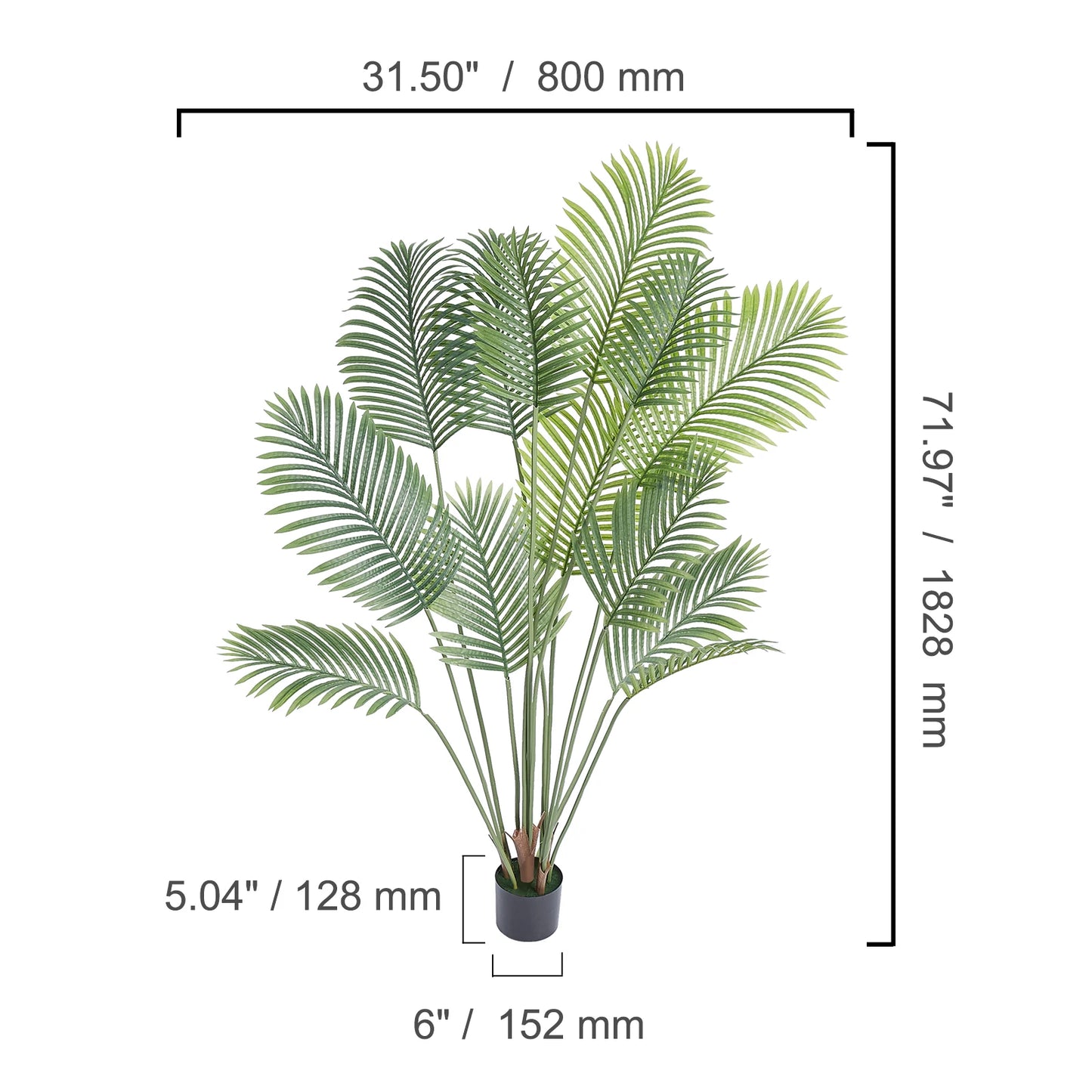 SucceBuy Artificial Palm Tree Faux Plant With Anti Tip Support