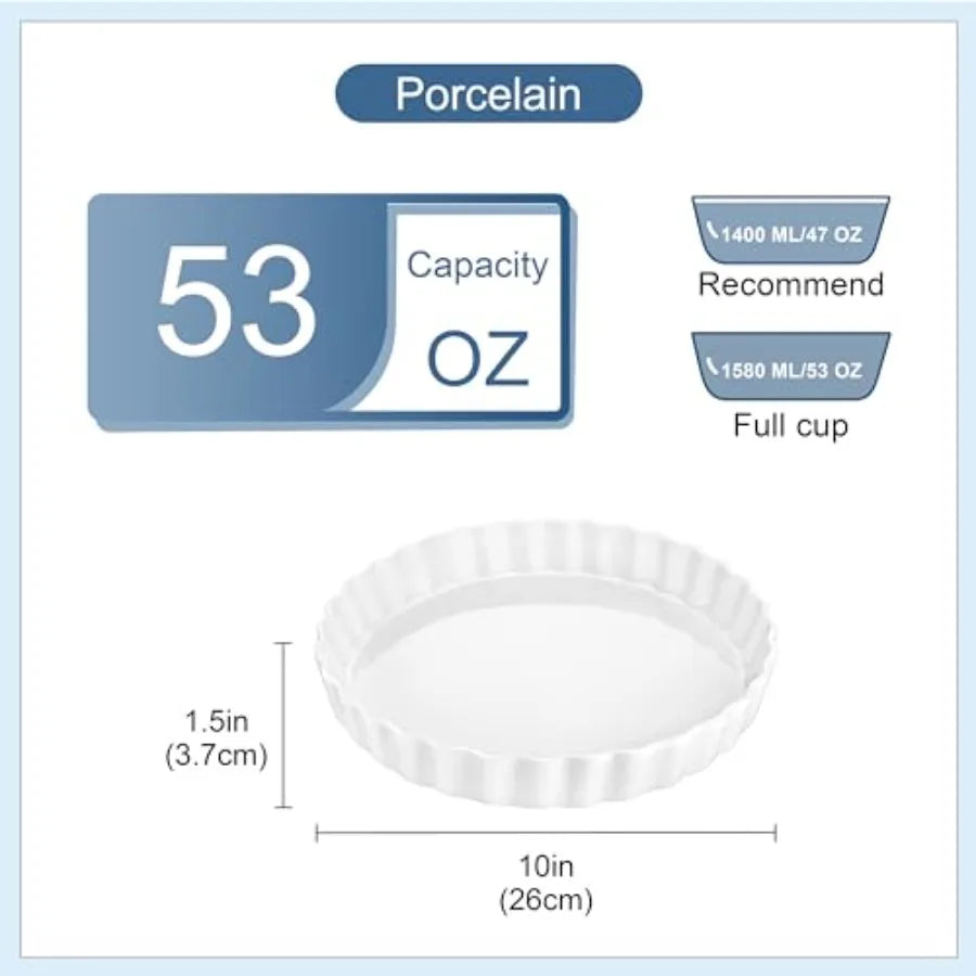 Porcelain Pie Pan Quiche Baking Dish Nonstick Round Tart Pan