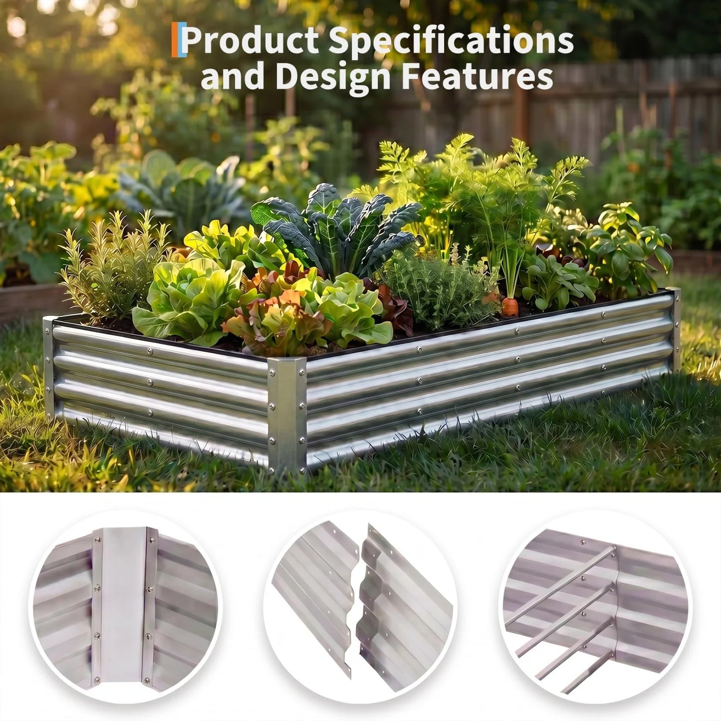 HiMISS 2 Pack Galvanized Steel Raised Garden Beds Outdoor