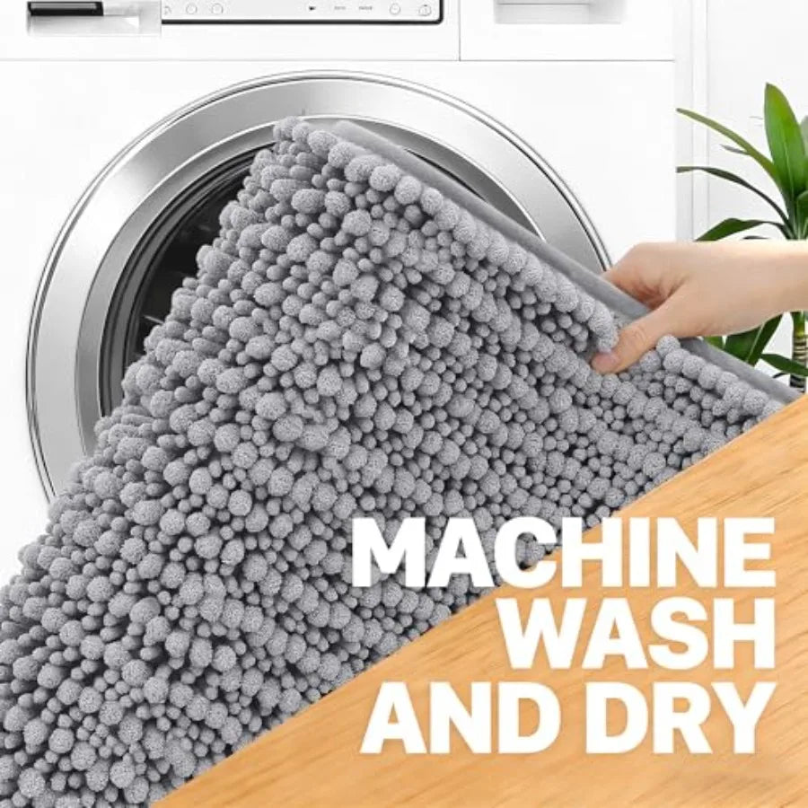 Soft Thick Chenille Non Slip Bath Rug Mat Machine Washable