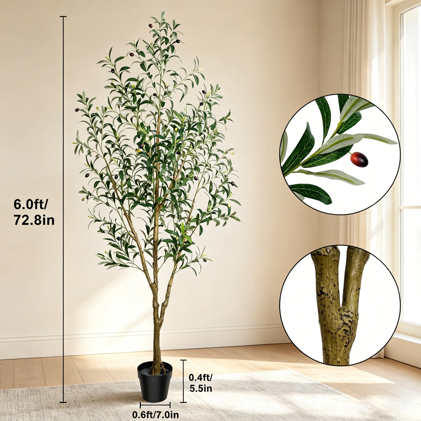 Olitree Olive Tree Artificial Indoor Floor Plant In Pot With Fruits