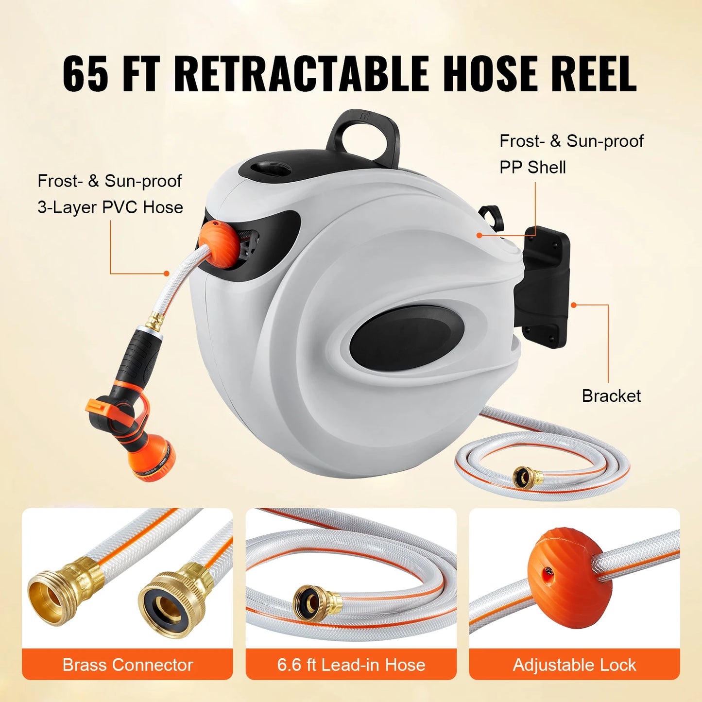 SucceBuy Retractable Hose Reel With Swivel Bracket Wall Mount