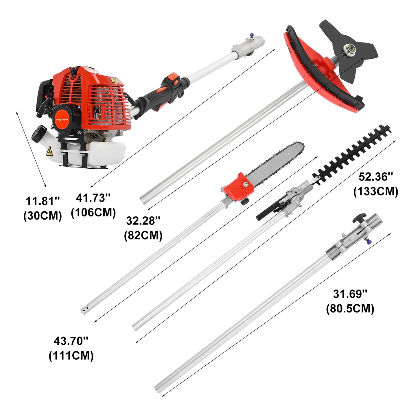 52cc Petrol FiveInOne Gas Hedge Trimmer Brush Cutter