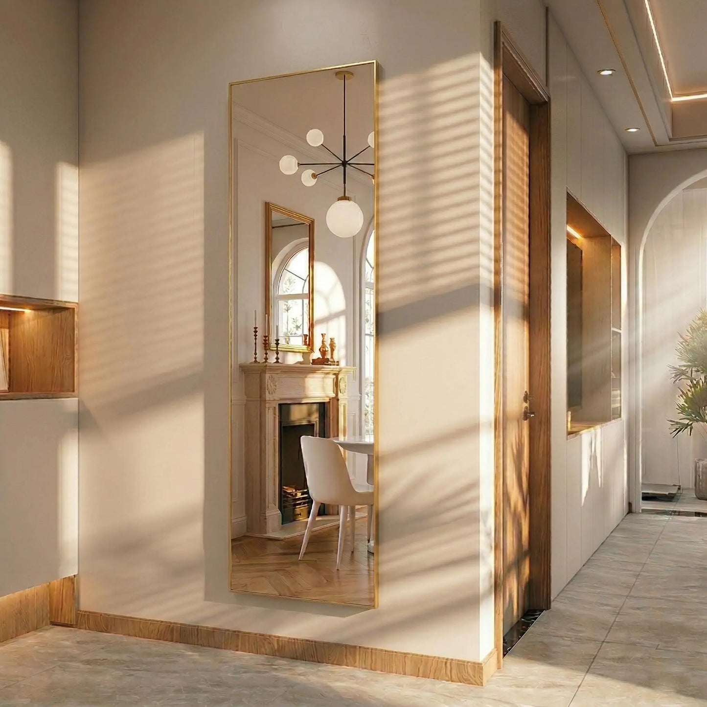 Modern Arched Full Length Wall Mirror By Gold Finish Brand